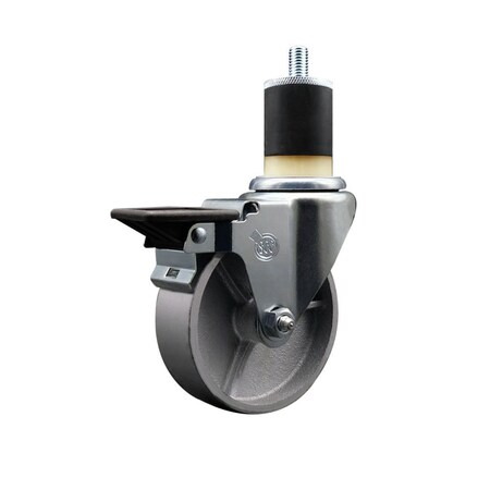 Service Caster 4'' Semi Steel Swivel 1-7/8'' Expanding Stem Caster with Brake SCC-EX20S414-SSS-PLB-178